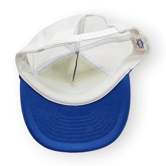 Vintage 80s Trucker Hat Shearons Market Nissin Cap Hillbilly Snapback Blue White - Picture 4 of 7
